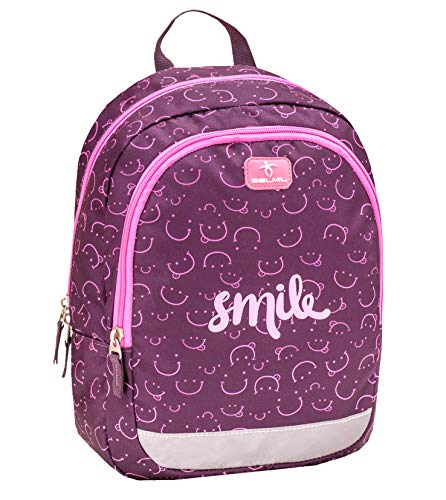 Belmil Kinderrucksack mädchen für 3-6 Jährige - Super Leichte 260 g/Kindergarten/Krippenrucksack Kindergartentasche Kindertasche/Emoji/Pink, Bordeaux (305-4 Pink Smile) von Belmil