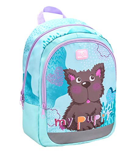 Belmil Kinderrucksack mädchen für 3-6 Jährige - Super Leichte 260 g/Kindergarten/Krippenrucksack Kindergartentasche Kindertasche/Hündchen/Türkis, Blue (305-4 Puppy) von Belmil