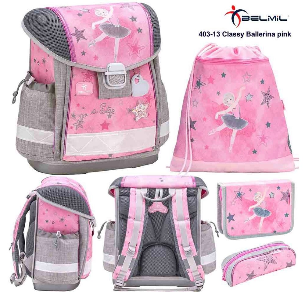 Belmil Schulranzen Set Classy 4-teilig 2024 Mädchen Ballerina Light pink von Belmil