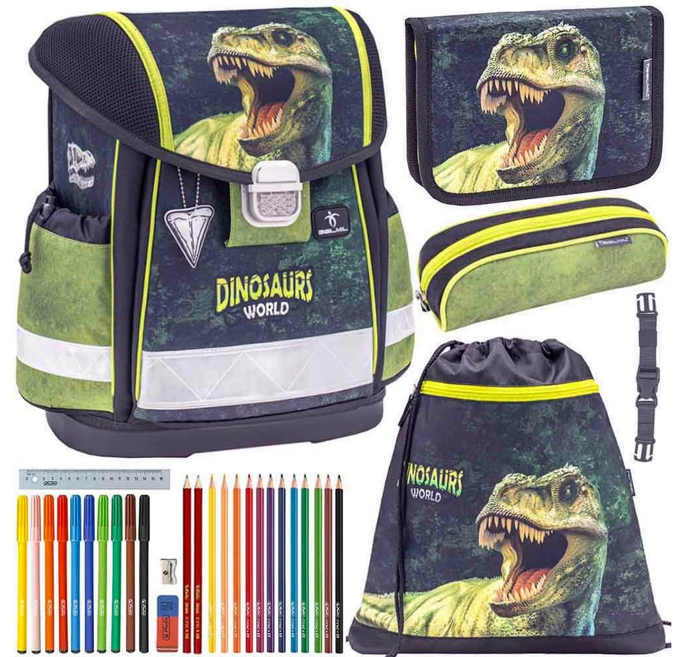 Belmil Schulranzen Belmil Schulranzen Set Classy Dinosaurier T-Rex 5-teilig von Belmil