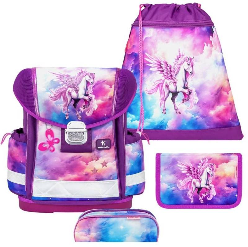 Belmil Schulranzen "Classy 2024" (inkl. Regenhaube), Pegasus, 4tlg.,1. Klasse, Grundschule, Einschulung, Mädchen von Belmil