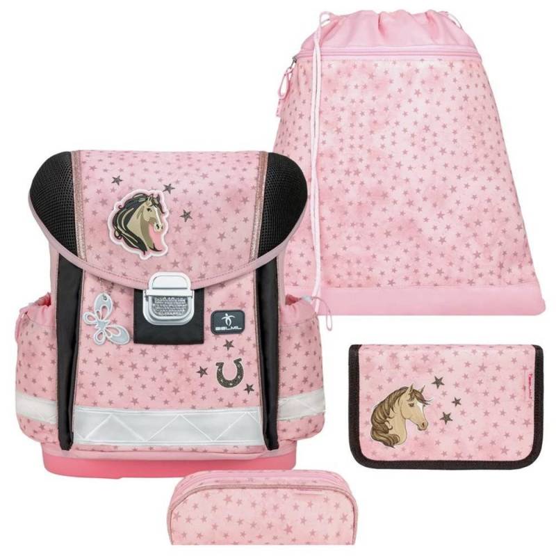 Belmil Schulranzen "Classy 2024" (inkl. Regenhaube), Pferde, 4tlg.,1. Klasse, Grundschule, Einschulung, Mädchen von Belmil