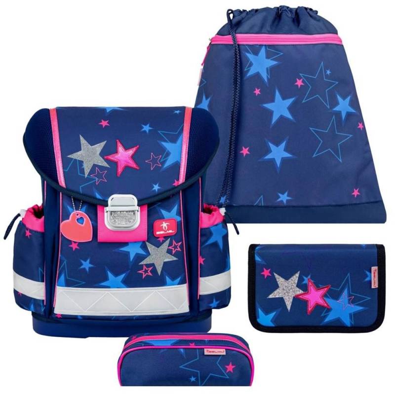 Belmil Schulranzen "Classy 2024" (inkl. Regenhaube), Sterne, 4tlg.,1. Klasse, Grundschule, Einschulung, Mädchen von Belmil