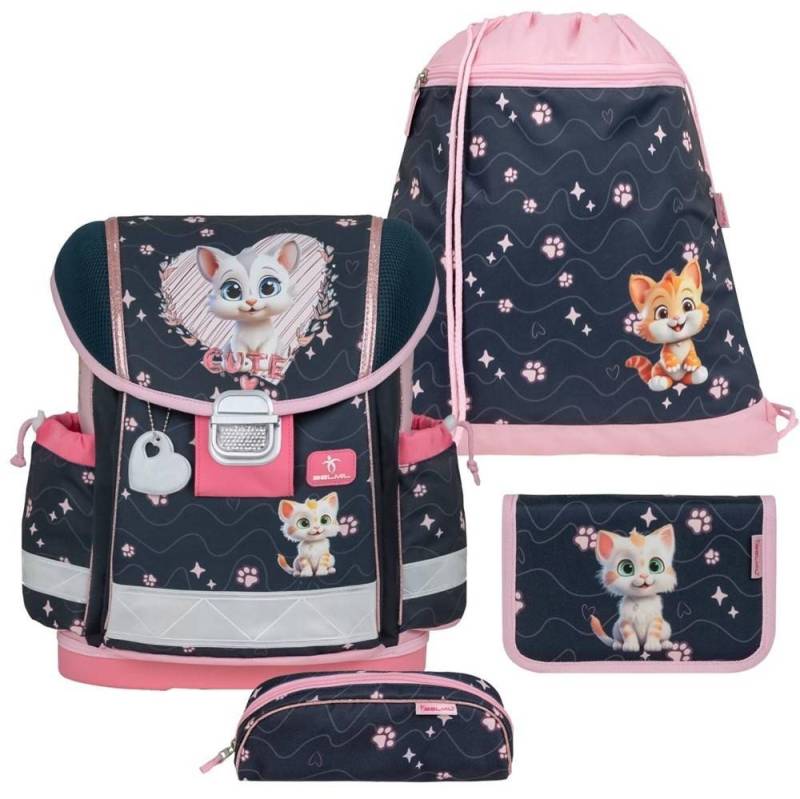 Belmil Schulranzen "Classy" 2026 Set 1. Klasse neue Designs, Kätzchen, 4tlg.,1. Klasse, Grundschule, Einschulung, Mädchen von Belmil