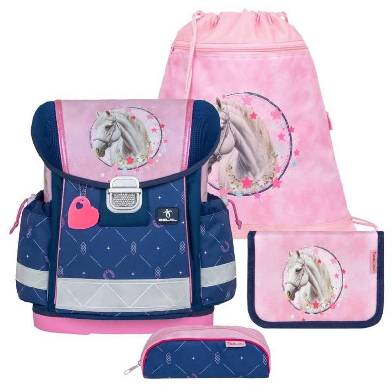 Belmil Schulranzen "Classy" 2026 Set 1. Klasse neue Designs, Pferd, 4tlg.,1. Klasse, Grundschule, Einschulung, Mädchen von Belmil
