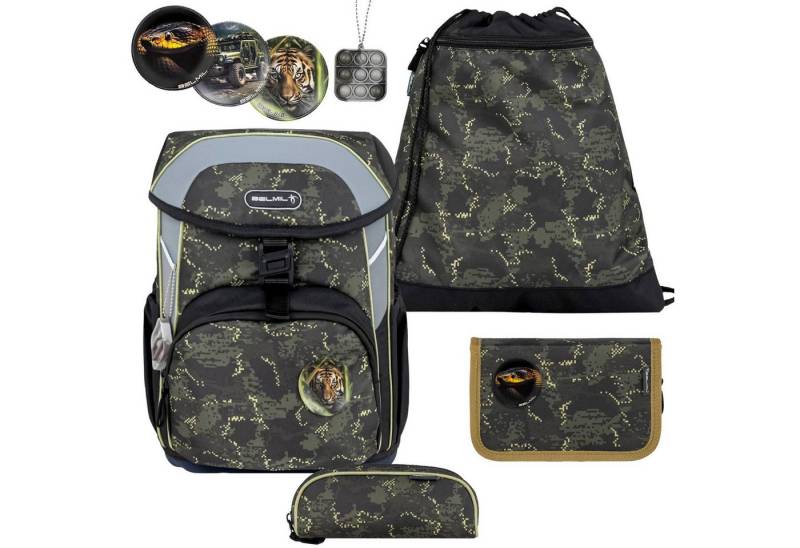 Belmil Schulranzen "Maxi" 2026 Set 1. Klasse, 22 Liter Volumen, Dschungel, 4tlg.,1. Klasse, Grundschule, Einschulung, Jungen von Belmil