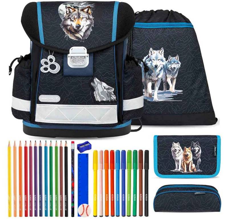 Belmil Schulranzen Set Classy 10-teilig 2025 Jungen Wolves Pack von Belmil
