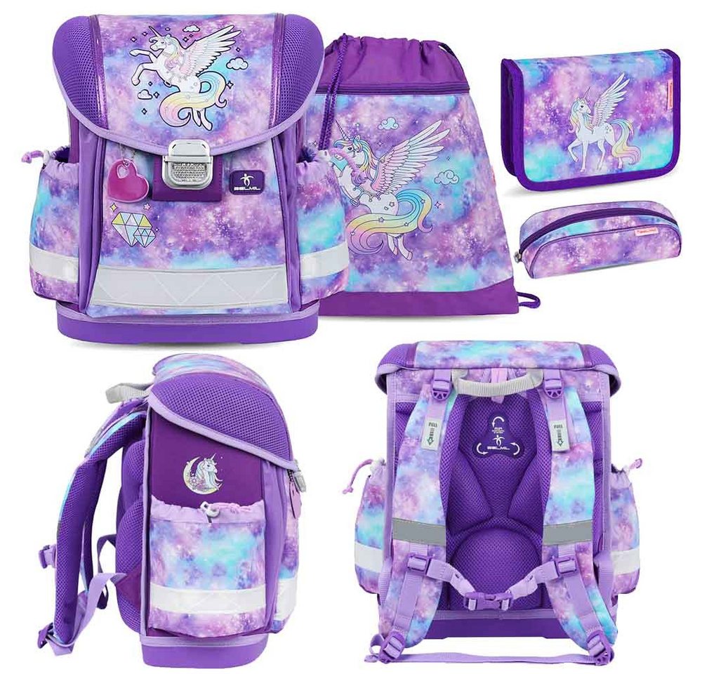 Belmil Schulranzen Set Classy 4-teilig 2024 Mädchen Diamond Unicorn von Belmil