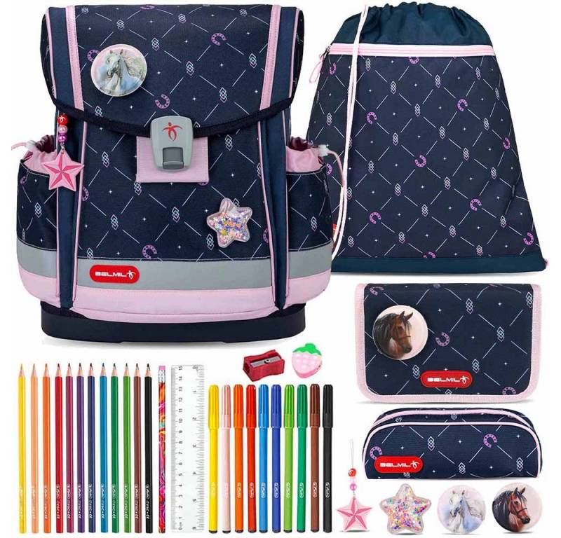 Belmil Schulranzen Set Classy Plus 10-teilig 2025 Mädchen Midnight Gallop von Belmil