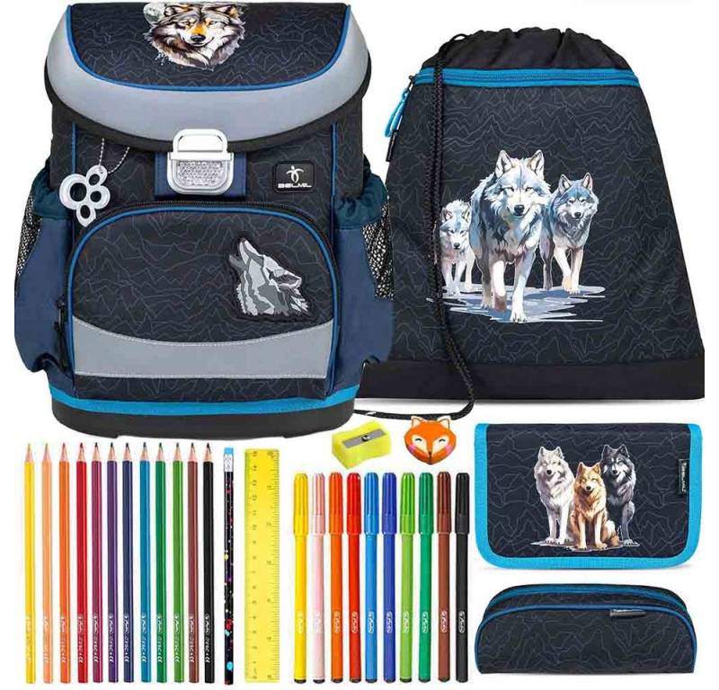 Belmil Schulranzen Set Mini Fit 10-teilig 2025 Jungen Wolves Pack von Belmil