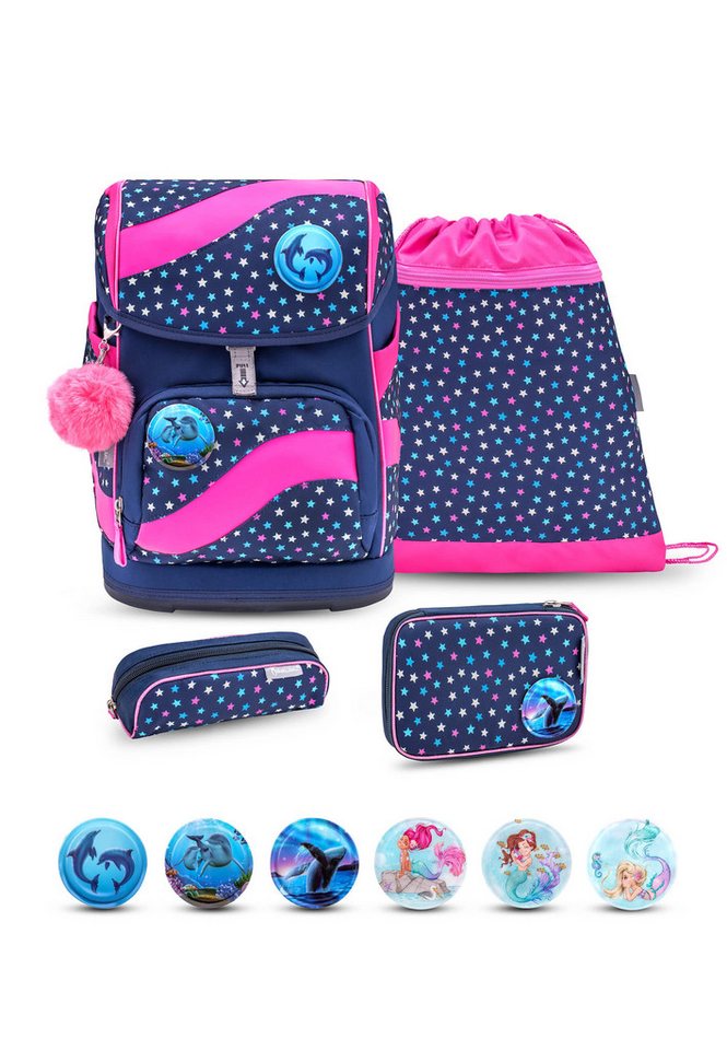 Belmil Schulranzen Smarty,Brust-&Hüftgurt,Magnetverschluss,Patches von Belmil