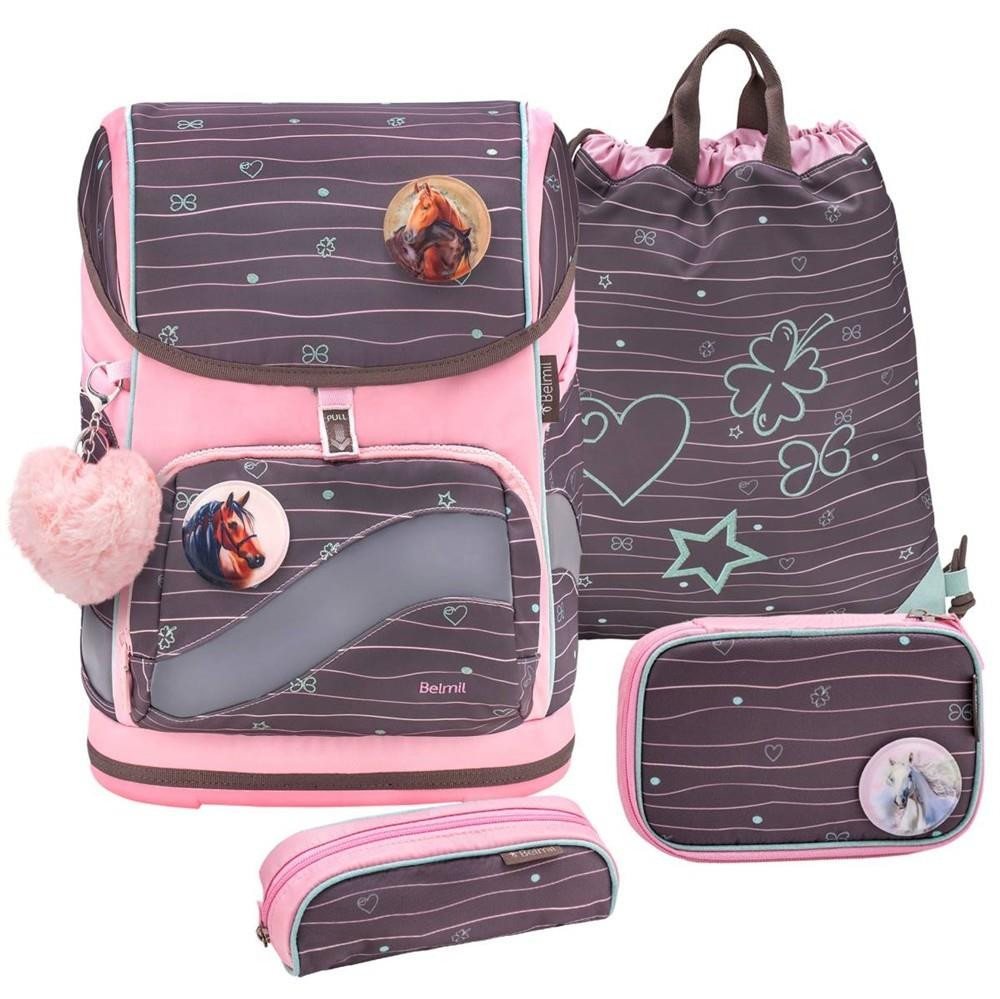 Belmil Schulranzen "Smarty Plus Premium" 2025, höhenverstellbar, 4tlg. Set, ab 1. Klasse, Einschulung, für Mädchen von Belmil