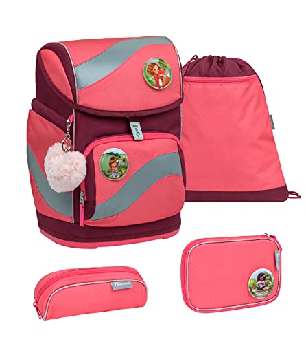 Belmil ergonomischer Schulrucksack Schulranzen Set 5-teilig mit Patch Set, Brustgurt, Hüftgurt, Magnetverschluss/AGR (405-51/AG/S Sweet Candy) von Belmil