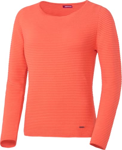 Belmina Pullover Damen aus 100% Baumwolle, modisches Langarmshirt Damen, eleganter Basic Pullover, herrlich weicher Reliefpullover, Strickpullover, Apricot, Gr. 40 von Belmina