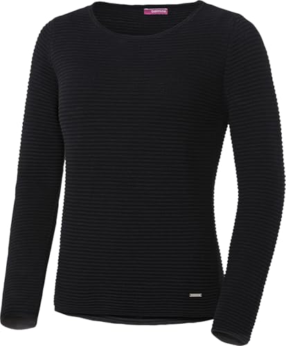 Belmina Pullover Damen aus 100% Baumwolle, modisches Langarmshirt Damen, eleganter Basic Pullover, herrlich weicher Reliefpullover, Strickpullover, Schwarz, Gr. 40 von Belmina