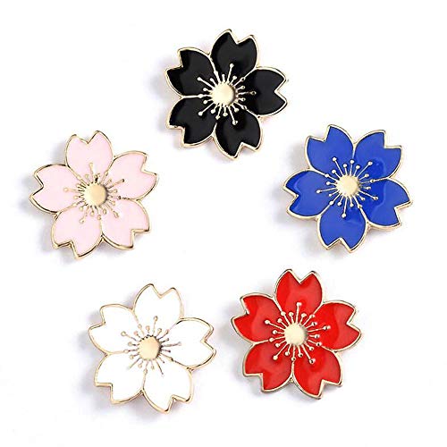 Belons 5 Stück Blume Brosche Kirschblüte Emaille Legierung Anstecknadel Lapel Pin Sicherheitsnadel für Damen Mädchen Kinder von Belons