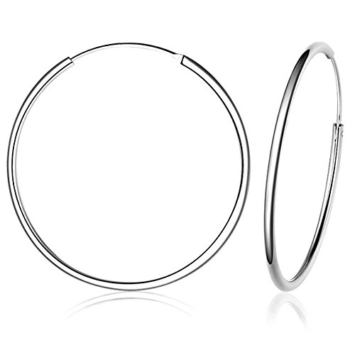 Belons Damen Creolen 925 Sterling Silber Große Polierte Runde Kreis Kreolen Ohrringe Durchmesser 40 50 60MM (40mm) Belons Damen Creolen 925 Sterling Silber Große Polierte Runde Kreis Kreolen Ohrringe Durchmesser 40 50 60MM (40mm) von Belons