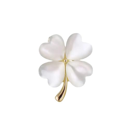 Belons Damen Brosche Vierblättrige Kleeblätter Legierung Katzenauge Mädchen Anstecknadel Glücksklee Brosche Pin Sicherheitsnadel Schmuckzubehör von Belons