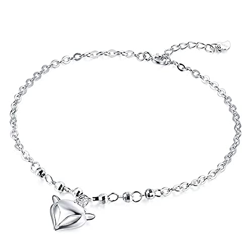 Belons Damen Fußkettchen Fuchs 925 Sterling Silber Fußkette Mädchen Verstellbare Armkette Fuchs Charm Knöchel Armband von Belons