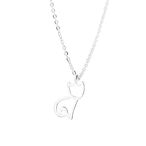 Belons Damen Kette 925 Sterling Silber Zirkonia Katze Kätzchen Anhänger Halskette Kette mit Anhänger Kinderkette von Belons