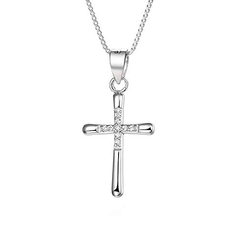 Belons Damen Mädchen Halskette Kreuzkette 925 Sterling Silber Zirkonia Kette mit Anhänger Kreuzanhänger Belons Damen Mädchen Halskette Kreuzkette 925 Sterling Silber Zirkonia Kette mit Anhänger Kreuzanhänger von Belons