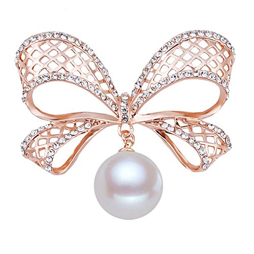 Belons Damen Mädchen Rosegold Schleife Brosche Perle Strass Legierung Anstecknadel Sicherheitsnadel Pin Belons Damen Mädchen Rosegold Schleife Brosche Perle Strass Legierung Anstecknadel Sicherheitsnadel Pin von Belons