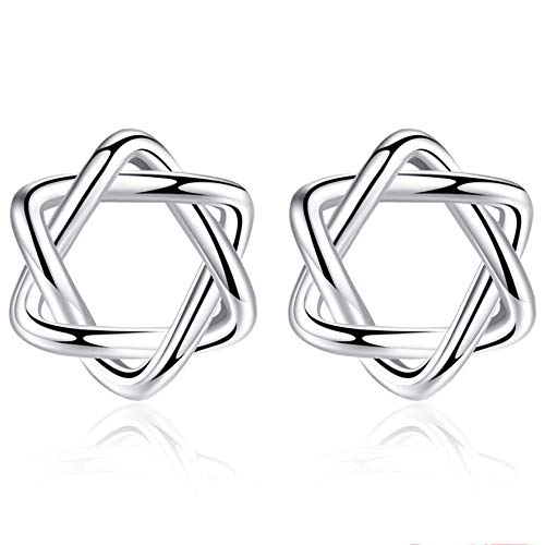 Belons Damen Ohrstecker 925 Sterling Silber Mädchen Davidstern Ohrstecker Hexagramm Ohrringe Ohrschmuck von Belons