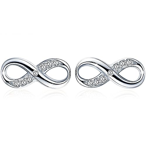 Belons Damen Unendlichkeit Zeichen Ohrstecker 925 Sterling Silber Zirkonia Infinity Symbol Ohrringe Ohrschmuck für Frauen Mädchen von Belons