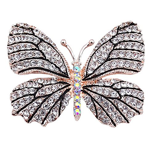 Belons Elegant Damen Mädchen Schmetterling Brosche Anstecknadel Legierung Strass Schmuckbrosche Pin, Schwarz von Belons