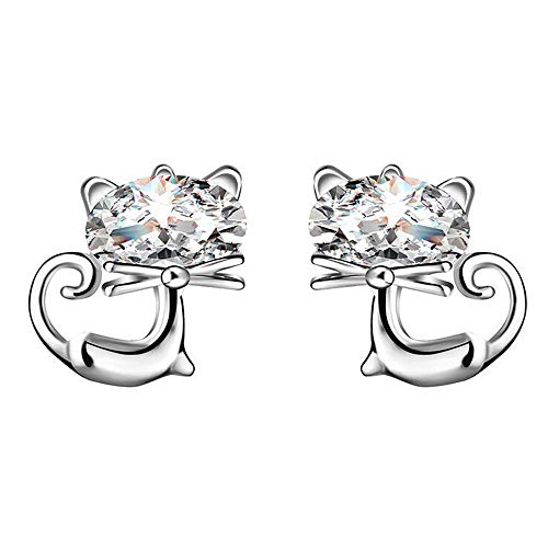 Belons Katzen Ohrringe Mädchen 925 Sterling Silber Zirkonia Kätzchen Ohrstecker Ohrringe Damen Ohrschmuck von Belons