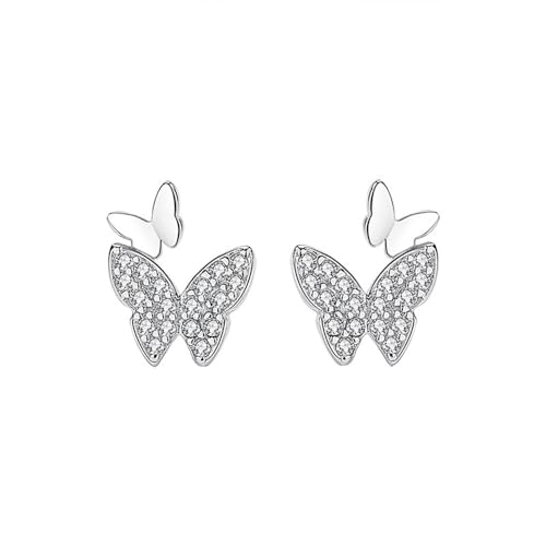 Belons Mädchen Ohrstecker Schmetterling 999 Sterling Silber Zirkonia Schmetterling Stecker Ohrringe Damen Ohrstecker Ohrschmuck von Belons