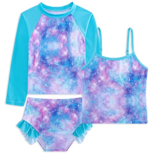 Belovecol 3-teiliger Badeanzug für Mädchen Bikini Rashguard Dezenter Badeanzug Weste und Unterteil 3er-Set Große Kinder 6-7 Jahre von Belovecol