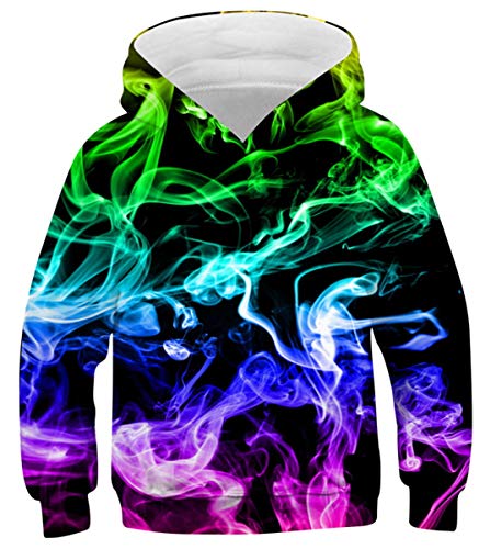 Belovecol 3D Smoke Hoodie Jungen Mädchen Bunte Kapuzenpullover Rundhalsausschnitt Pullover Langarm Sweatshirt mit Kapuze Mehrfarbig L von Belovecol