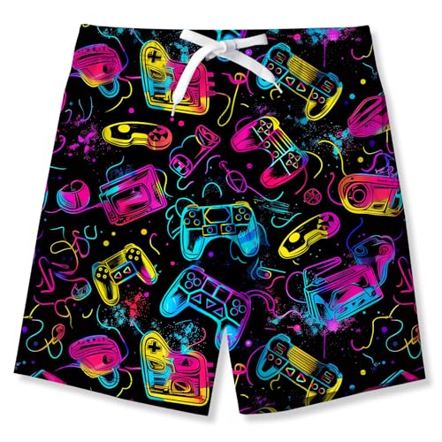 Belovecol Badeshorts für Jungen mit Spiel-Aufdruck für Kinder Sommer-Strand-Pool-Badeshorts Badebekleidung für 9–10 Jahre von Belovecol
