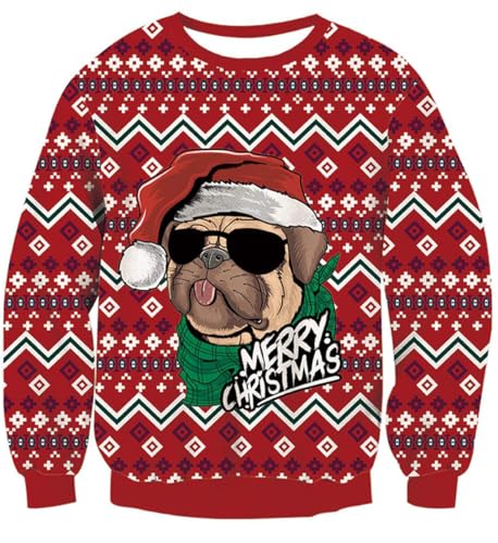 Belovecol Damen Herren Weihnachtspullover Lustig Christmas Sweater Rundhals Reindeer Weihnachtspulli Ugly Unisex Strickpullover S von Belovecol