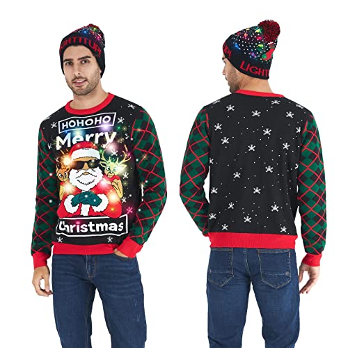 Belovecol Damen Ugly Weihnachtspullover LED Weihnachten Gedruckt Sweater Pullover Gestricktes Sweatshirt S von Belovecol