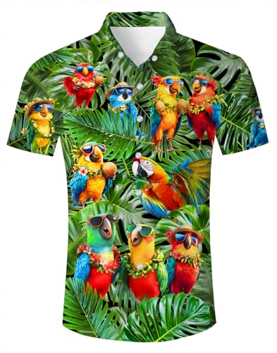 Belovecol Hawaii Hemd Männer Funky Hawaiihemd Herren Kurzarm Fronttasche Floral Blumenmuster Casual Freizeithemden XL von Belovecol