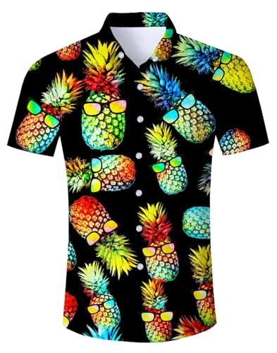 Belovecol Herren Freizeit 3D Printed BluHerren Hemden Shirts Kurzarm Button Down Dress Hemden Shirt von Belovecol