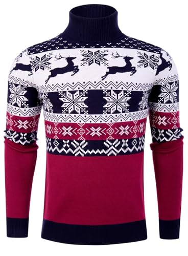 Belovecol Herren Soft-Touch-Rollkragenpullover mit Langen Ärmeln Weihnachts-Elch-Druck Rollkragenpullover XL Belovecol Herren Soft-Touch-Rollkragenpullover mit Langen Ärmeln Weihnachts-Elch-Druck Rollkragenpullover XL von Belovecol