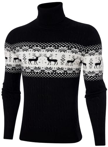 Belovecol Herren Weihnachts-Rollkragenpullover Rollkragen-Polo-Rollkragenpullover Gerippter Strickpullover XXL von Belovecol