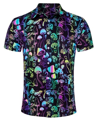 Belovecol Herrenhemd 3D Neon Psychedelisches Pilzhemd Halloween Herren Lässiger Knopfkragen Aufdruck Partyhemd M Belovecol Herrenhemd 3D Neon Psychedelisches Pilzhemd Halloween Herren Lässiger Knopfkragen Aufdruck Partyhemd M von Belovecol