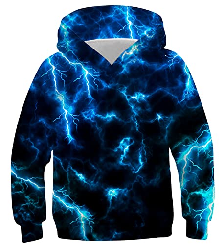 Belovecol Hoodies für Jungen Mädchen 3D Pullover Cool Hoody Neuheit Leichte Pullover Langarm Kapuzen Sweatshirt Blau 8 9 10 Jahre von Belovecol