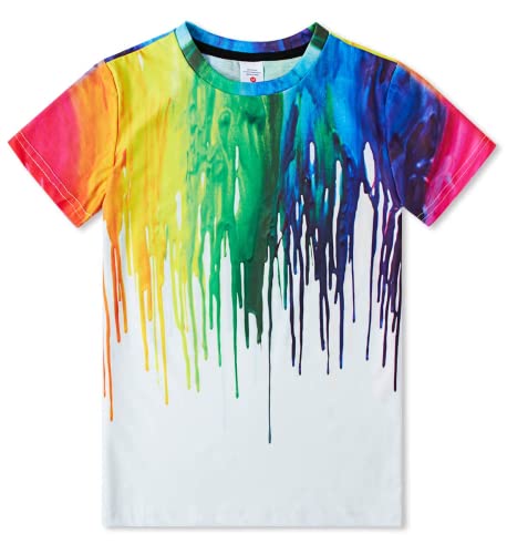 Belovecol Junge Mädchen T-Shirts 3D T Shirt Cool Sommer Tshirts Weiß Kurzarm T-Shirt Teens 13-14 Jahre von Belovecol