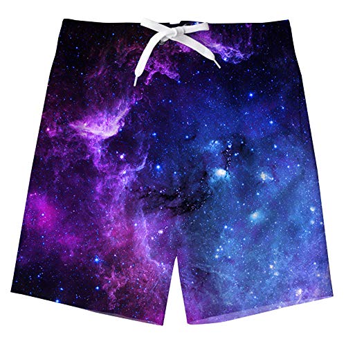 Belovecol Jungen Board Shorts Galaxis Sommer Strand Kurze elastische Taille mit Tunnelzug mit Zwei Taschen 11-12 Jahre von Belovecol