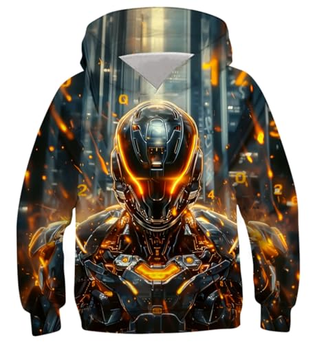 Belovecol Junior Kinder Jungen Kapuzenpullover Kids 3D Roboter Hoodie Sweatshirt Sweat Shirt Hood 11-13 Jahre von Belovecol