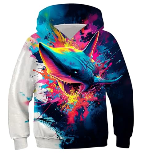 Belovecol Kinder Pullover 3D Hai Hoodie Kapuzenpullover Pulli Junge-n Mädchen Kind Sweatshirts 6-7 Jahre von Belovecol