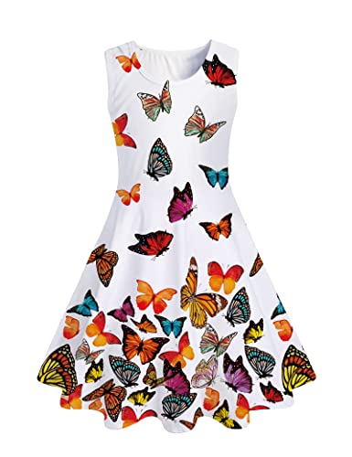 Belovecol Kleid Schmetterlingsdruck für Mädchen Weißes Partykleid Partykleid Modekleid für Mädchen Alter 4–5 Jahren von Belovecol