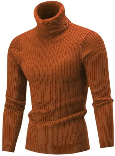 Belovecol Rollkragenpullover Herren Khaki Pullover Rollkragen Slim Fit Feinstrick Sweater XL von Belovecol