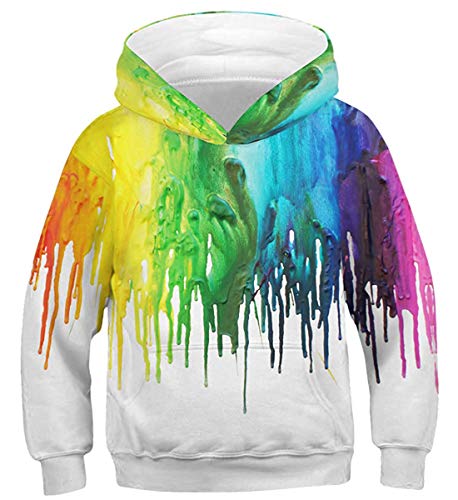 Belovecol Teenager Kapuzenpullover Unisex Casual Hoodie 3D Bunte Painting Pullover Jungen Mädchen Lustige Sweatshirt mit Kapuze Top 8 9 10 Jahre von Belovecol