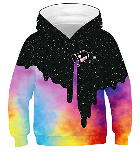 Belovecol Unisex Galaxis Lustige Kapuzenpullover 3D Druck Hoodie Kordelzug Tasche Pullover Junge Mädchen Coole Kapuzenpullis für Kinder 14 15 16 Jahre von Belovecol